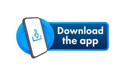 Download page of the mobile app. Empty screen smartphone for you app. Download app. Vector stock illustration