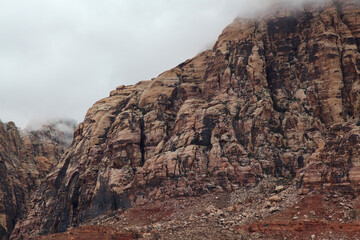 View of red rock canyon national park in Foggy day at nevada,USA.