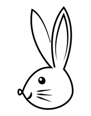 Bunny illustration. Black and white cute animal illustration.