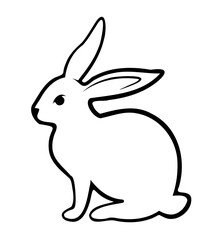 Bunny illustration. Black and white cute animal illustration.
