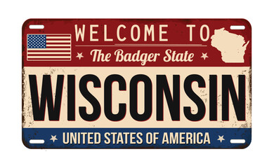 Welcome to Wisconsin vintage rusty license plate