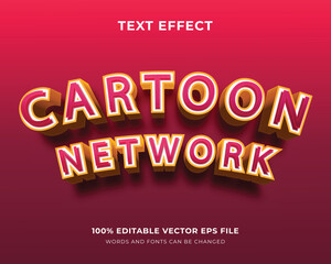 Cartoon Network 3d text effect template. Bold text style effect. Fully Editable text. 