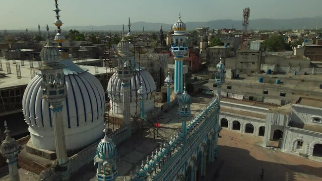 Aerial shot of the Jamia Mosque in Rawalpindi, Pakistan