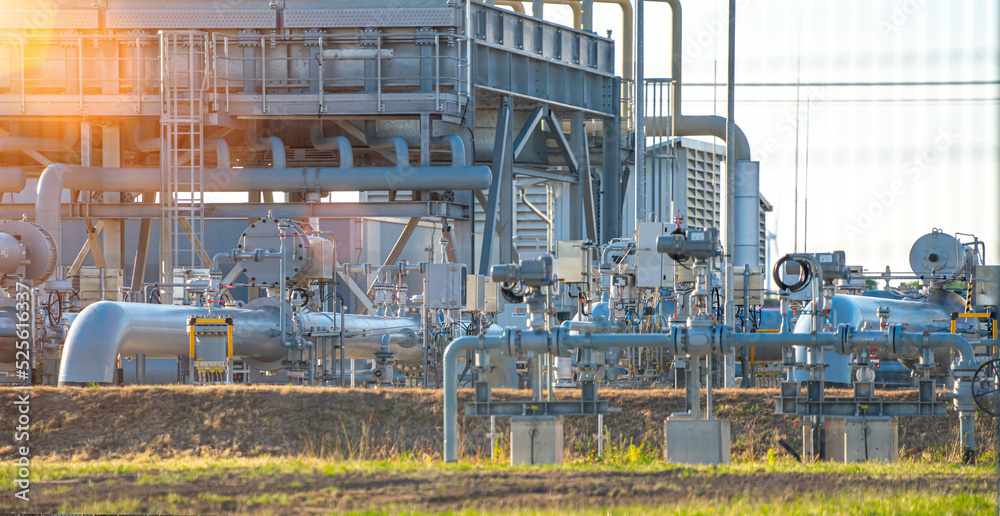 Wall mural over land gas pipeline system at natural gas station