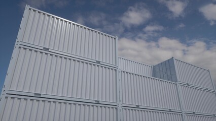 Fototapeta na wymiar White shipping cargo containers for logistics and transportation. Business concept. 3d illustration