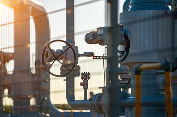 over land gas pipeline system at natural gas station