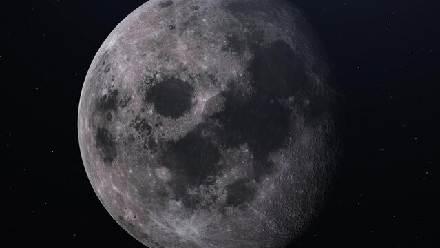 Ultra Realistic Moon is slowly rotating around its axis. 3d illustration