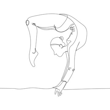 gymnast in contortion pose line art clip art preview