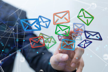 Hand Touching Email With Finger.