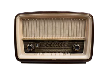 Rolgordijnen Vintage radio with brown wooden casing © EKH-Pictures