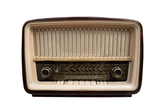 Vintage radio with brown wooden casing
