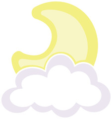 Moon in a cloud, celestial body crescent - vector full color picture. month in the cloud