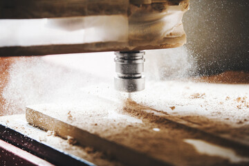 Machine working cnc, woodworking tool, computer numerical control.