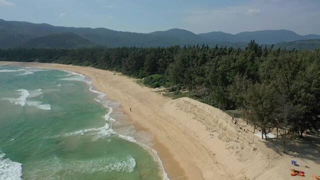 Aerial view of the island in Hainan on a sunny day