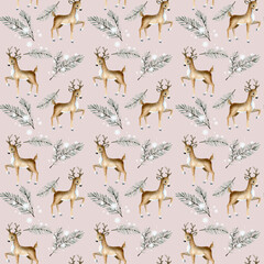 Watercolor Christmas seamless pattern, Christmas scrapbooking paper, Christmas fabric pattern
