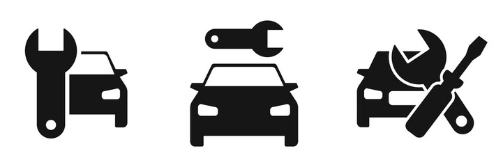 Detailed car repair vector sign. Automobile and wrench and screwdriver icon. Logo design for car service, auto repair shop, garage and auto tools shop