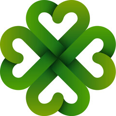 Green Four-leaf Lucky clover symbol