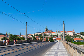 Manes Bridge view in Prague City