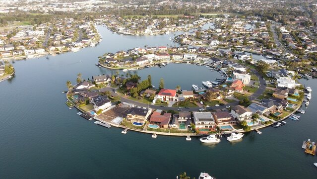 Aerial view of the Island in Sylvania Waters