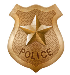 Vintage bronze Police badge with star - 525626326