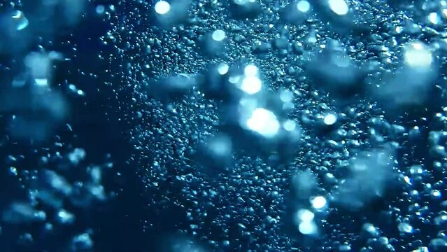 Water Bubbles Under Water in Swimming Pool. Isolated. Stock Video.