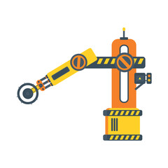 Robotic arm and conveyor machines for industrial production. Detailed illustrations of automated production systems.
