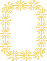 Decorative rectangle frame with yellow daisy flowers