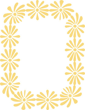 Decorative rectangle frame with yellow daisy flowers
