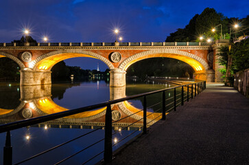 Turin (Torino) beautiful view with Ponte Isabella - 525628984