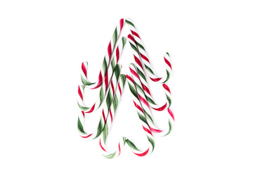 Christmas candy canes on a white background. Christmas and New Year holiday concept