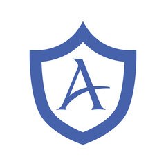 Minimalized Shield Logo Design with Letter A Inside
