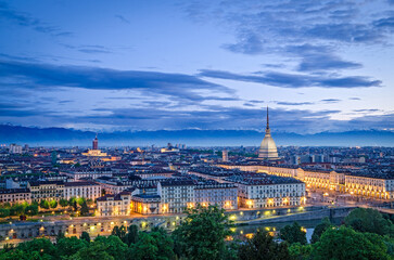 Turin (Torino) cityscape with the Mole Antonelliana - 525629154