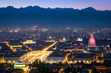 Turin (Torino) cityscape with the Mole Antonelliana - 525629159