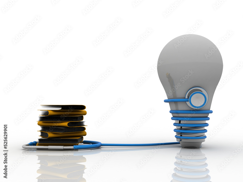 Poster 3d rendering folder with bulb. data security concept connected stethoscope