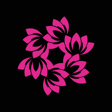 Pink flower nature logo design 