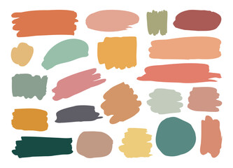 Collection of colorful brush strokes. Hand drawn vector illustration. Isolated objects on white background. - obrazy, fototapety, plakaty
