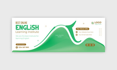 Spoken English social media banner template design for advertisement for any English learning institute