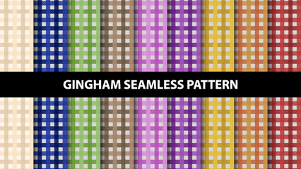Collection of gingham tablecloth vector seamless pattern