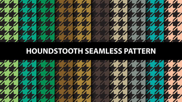 Collection of houndstooth vector seamless pattern