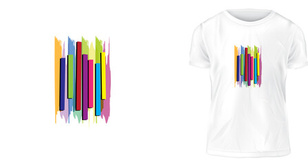 t shirt design concept, multi-color strip