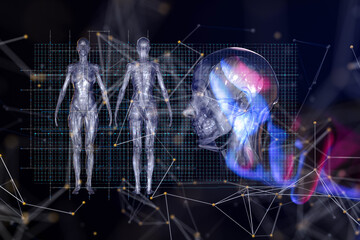 digital medical futuristic interface 3D rendering