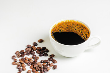 A cup of coffee on white background