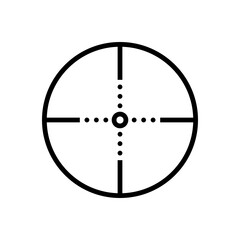 Aim Vector Icon. Sniper Symbol, Business Goal, Mobile Application, Web Design, Games. Vector sign in simple style isolated on white background.