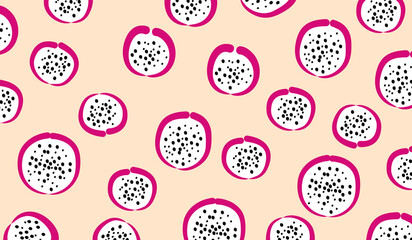 Cute dragon fruit pattern background vector design