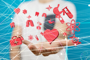 digital medical futuristic interface 3D rendering