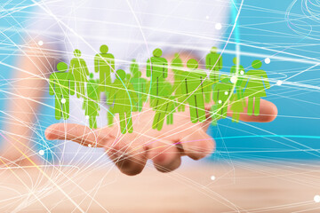 Global network. Blockchain. 3D illustration. Neural networks and artificial intelligence. Abstract