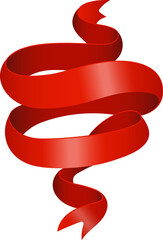 Red curled ribbon line design element. Label for holiday celebration or gift template.