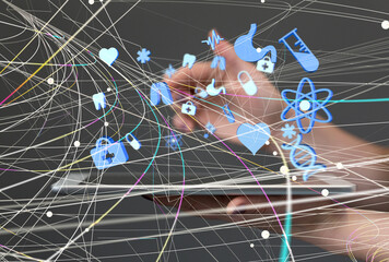 digital medical futuristic interface 3D rendering