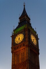 Big ben clock tower of the Palace of Westminster