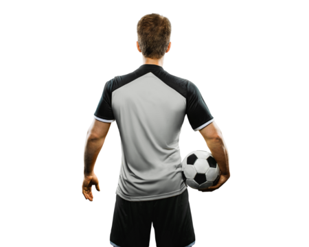 soccer player at soccer stadium. ready for game in front of the soccer goal on free png background